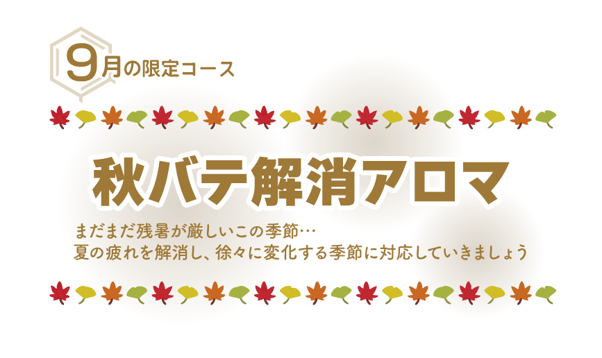 【9月限定コース】秋バテ解消アロマ